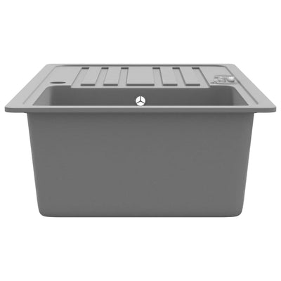 Granite Kitchen Sink Single Basin with Drainer Reversible Grey Payday Deals