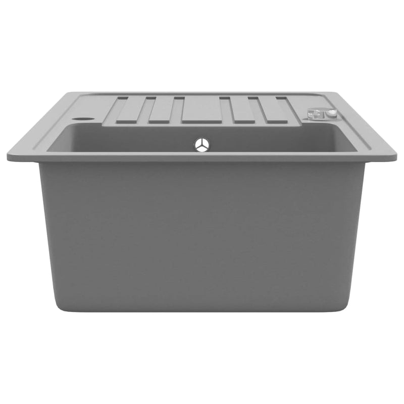 Granite Kitchen Sink Single Basin with Drainer Reversible Grey Payday Deals