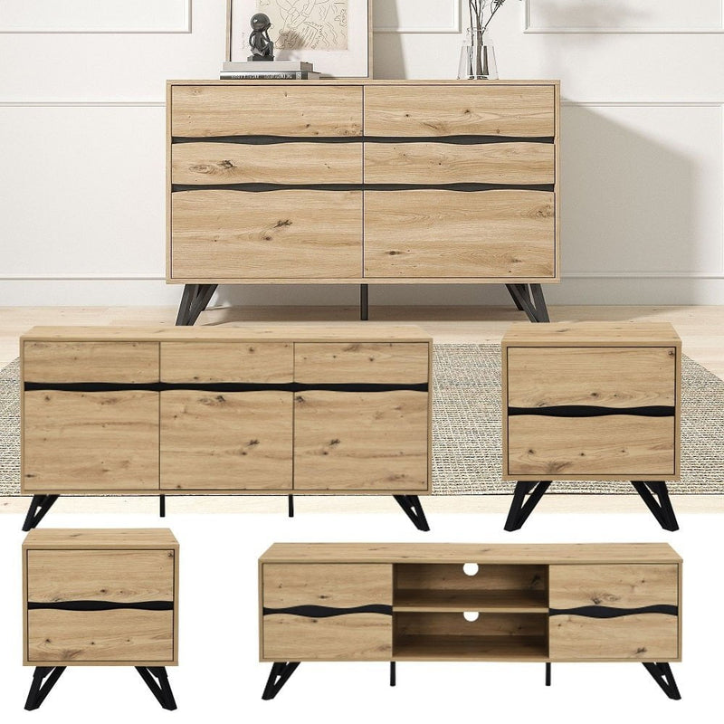 Grayson Large 3 Door 3 Drawer Sideboard +6  Chest Drawer Dresser +  2 Bedside Tables + Tv  Entertainment Units Payday Deals