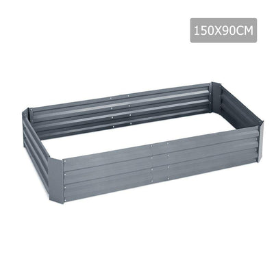 Green Fingers 150 x 90cm Galvanised Steel Garden Bed - Aluminium Grey