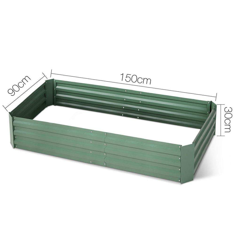 Green Fingers 150 x 90cm Galvanised Steel Garden Bed - Green
