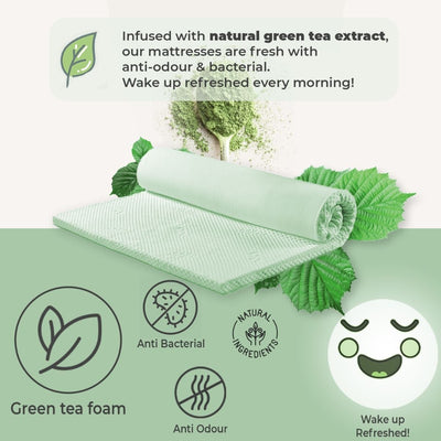 Green Tea Cool Gel Memory Foam Mattress 36cm 5 Zone Queen Payday Deals