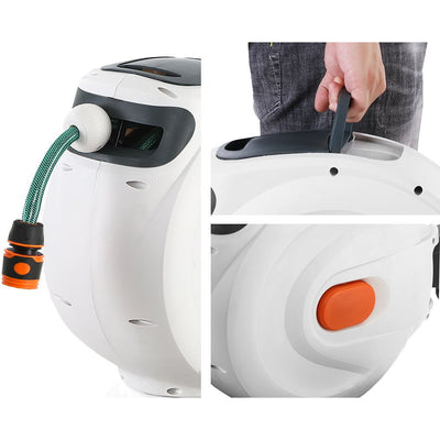 Greenfingers 10M Retractable Water Hose Reel Garden Spray Gun Storage AutoRewind Payday Deals