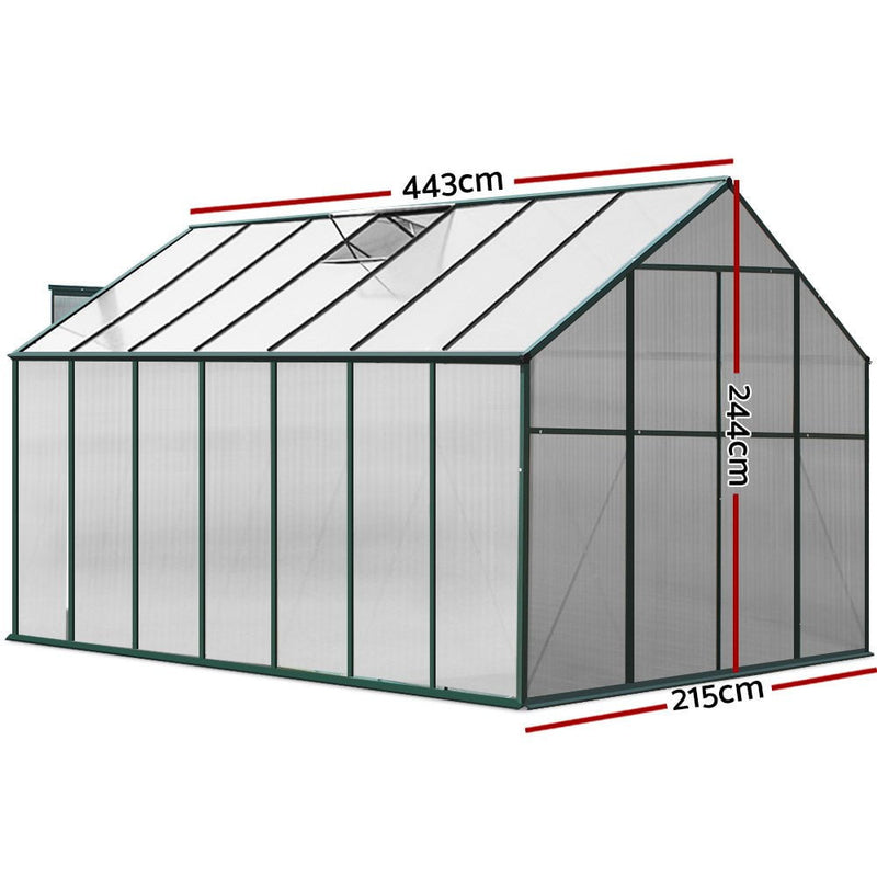 Greenfingers Aluminium Greenhouse Green House Garden Polycarbonate 4.43X2.44M Payday Deals