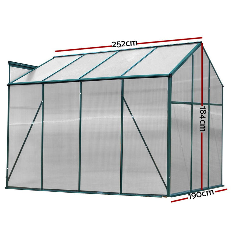 Greenfingers Aluminum Greenhouse Green House Garden Shed Polycarbonate 2.52x1.9M Payday Deals