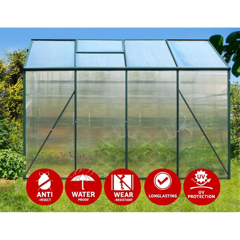 Greenfingers Aluminum Greenhouse Green House Garden Shed Polycarbonate 2.52x1.9M Payday Deals