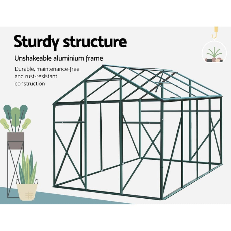 Greenfingers Aluminum Greenhouse Green House Garden Shed Polycarbonate 2.52x1.9M Payday Deals