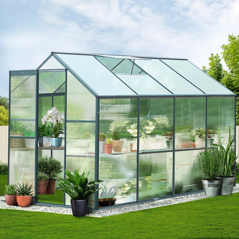 Greenfingers Aluminum Greenhouse Green House Garden Shed Polycarbonate 2.52x1.9M Payday Deals