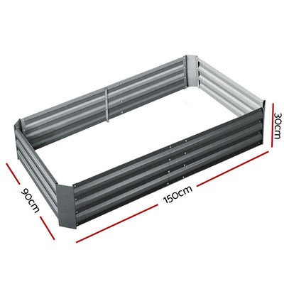 Greenfingers Garden Bed 2PCS 150X90X30CM Galvanised Steel Raised Planter Payday Deals