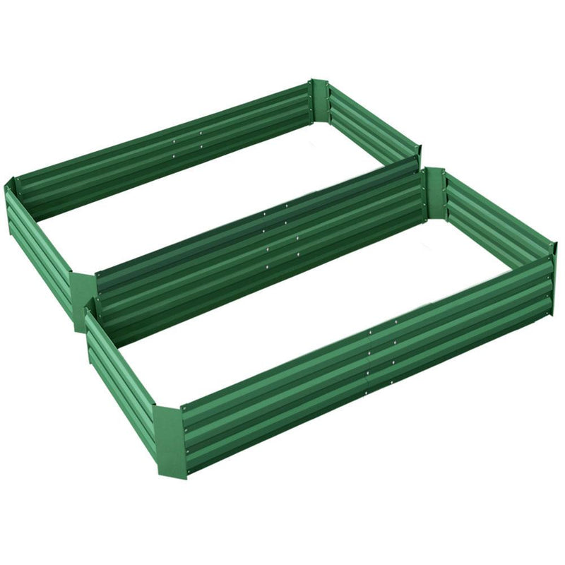 Greenfingers Garden Bed 2PCS 210X90X30cm  Galvanised Steel Raised Planter Green Payday Deals