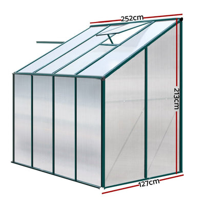 Greenfingers Greenhouse Aluminium Green House Garden Polycarbonate 2.52x1.27M Payday Deals