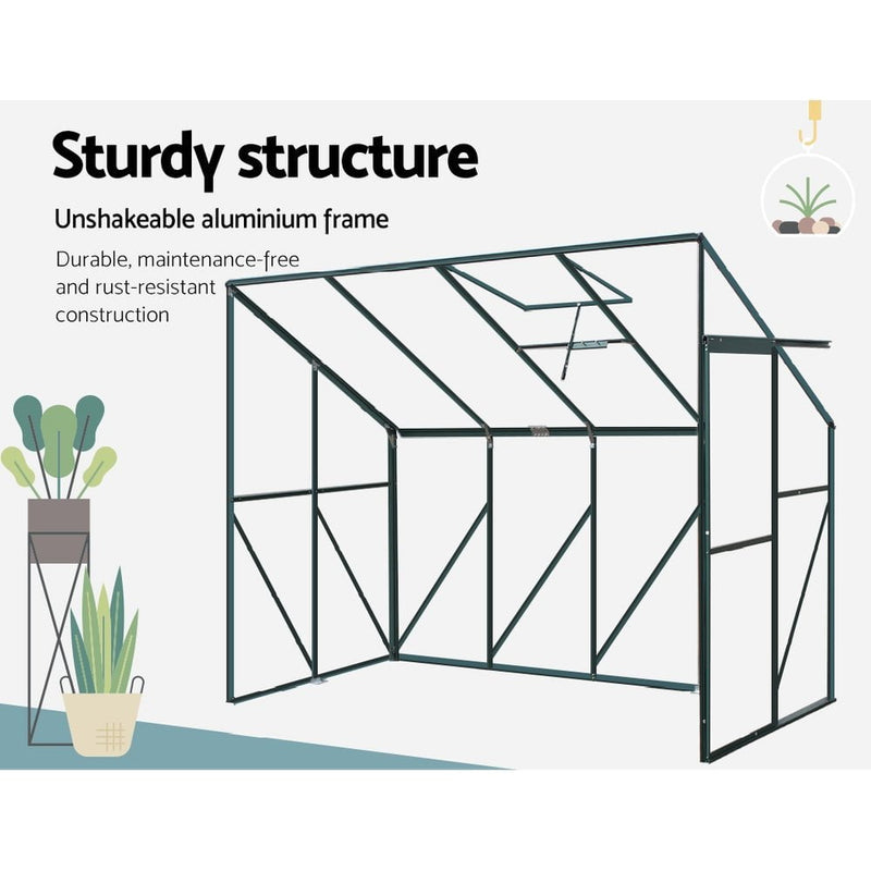 Greenfingers Greenhouse Aluminium Green House Garden Polycarbonate 2.52x1.27M Payday Deals