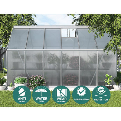 Greenfingers Greenhouse Aluminium Green House Garden Shed Polycarbonate 3.6x2.5M Payday Deals
