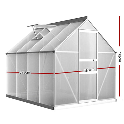 Greenfingers Greenhouse Aluminium Green House Polycarbonate Garden Shed 2.4x1.9M Payday Deals