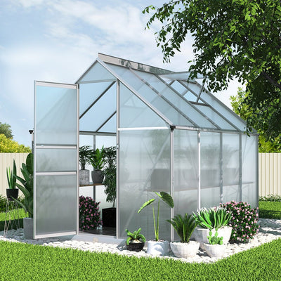 Greenfingers Greenhouse Aluminium Green House Polycarbonate Garden Shed 2.4x1.9M Payday Deals