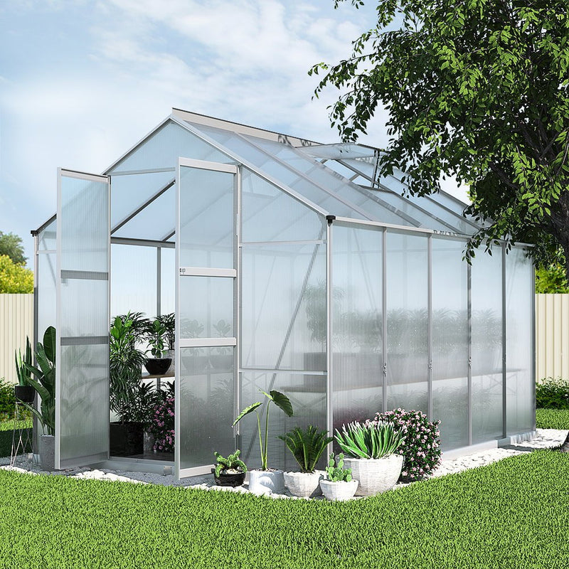 Greenfingers Greenhouse Aluminium Polycarbonate Green House Garden Shed 3x2.5M Payday Deals
