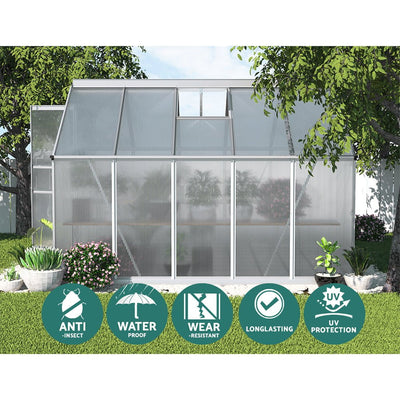 Greenfingers Greenhouse Aluminium Polycarbonate Green House Garden Shed 3x2.5M Payday Deals