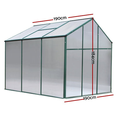 Greenfingers Greenhouse Aluminum Green House Garden Shed Polycarbonate 1.9x1.9M Payday Deals