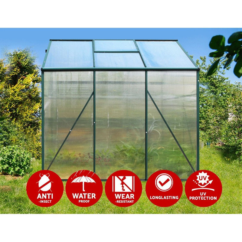 Greenfingers Greenhouse Aluminum Green House Garden Shed Polycarbonate 1.9x1.9M Payday Deals