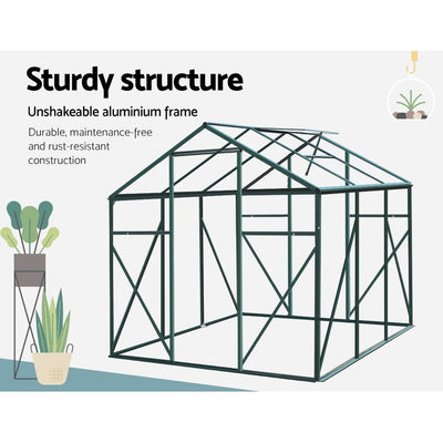 Greenfingers Greenhouse Aluminum Green House Garden Shed Polycarbonate 1.9x1.9M Payday Deals