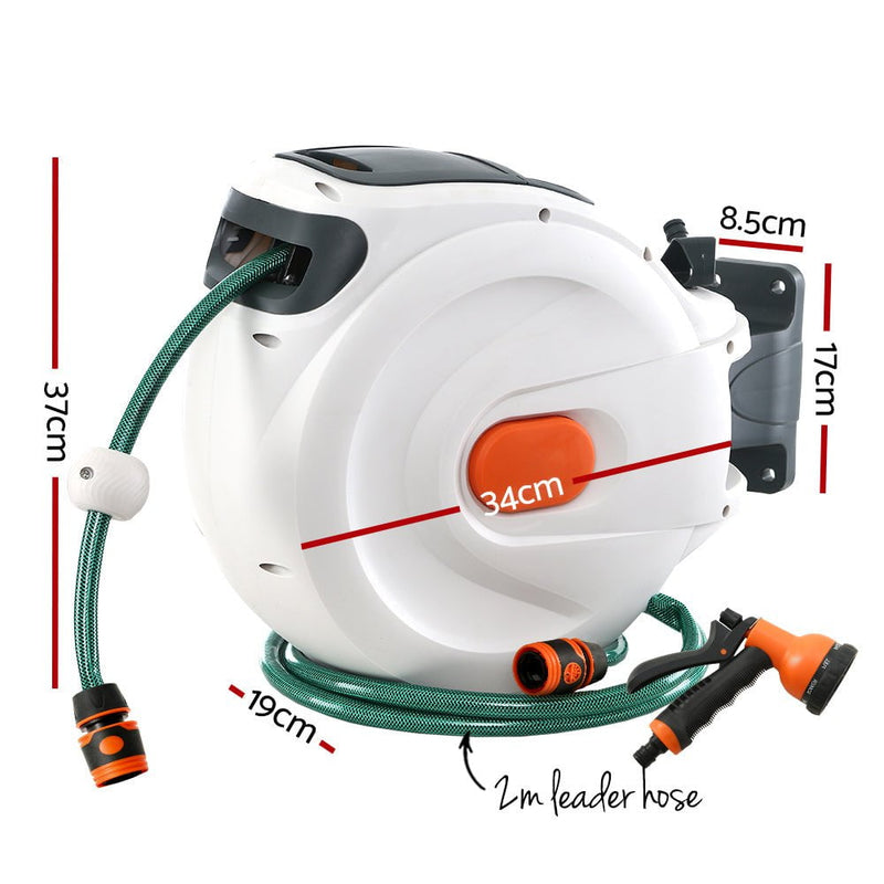 Greenfingers Retractable Hose Reel 20M Garden Water Spray Gun Auto Rewind Payday Deals