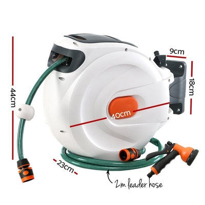 Greenfingers Retractable Hose Reel 30M Garden Water Spray Gun Auto Rewind Payday Deals