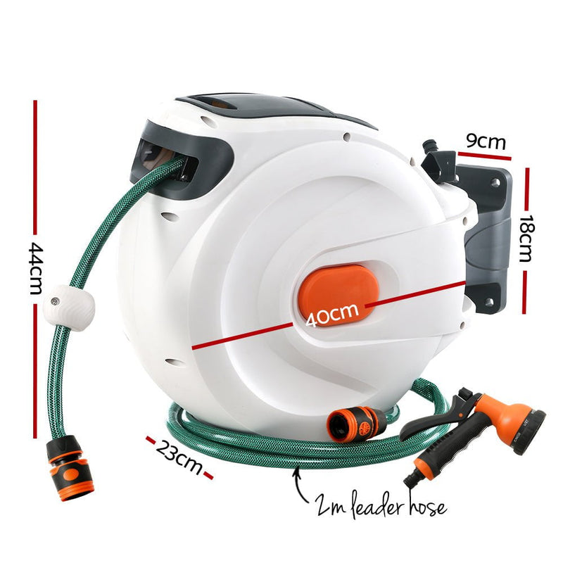 Greenfingers Retractable Hose Reel 30M Garden Water Spray Gun Auto Rewind Payday Deals