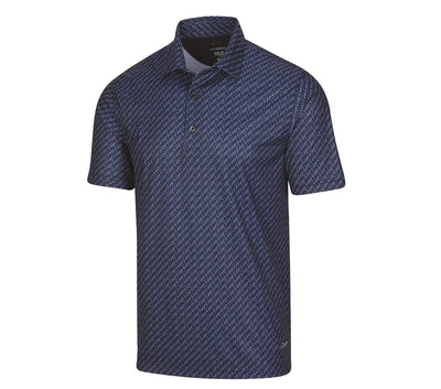 Greg Norman Mens ML75 Microlux Iron Print Polo Golf Shirt - Navy Payday Deals