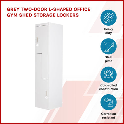 Grey Two-Door L-shaped Office Gym Shed Storage Lockers Payday Deals