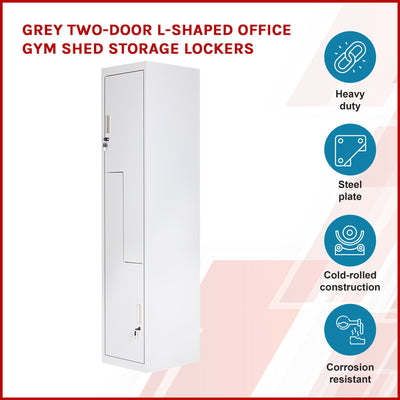 Grey Two-Door L-shaped Office Gym Shed Storage Lockers Payday Deals