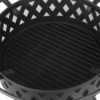 Grillz 32 Inch Portable Outdoor Fire Pit and BBQ - Black