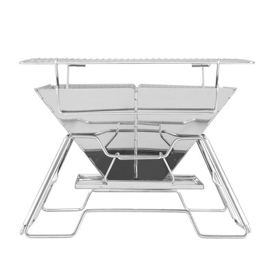 Grillz Camping Fire Pit BBQ 2-in-1 Grill Smoker Outdoor Portable Stainless Steel Payday Deals