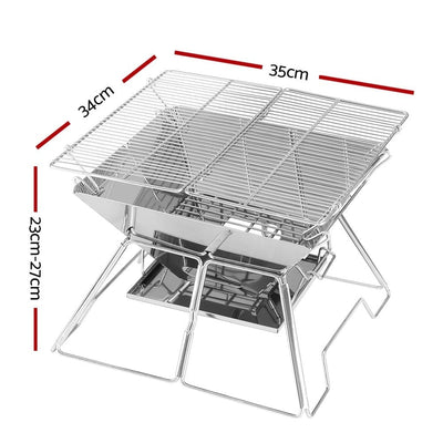 Grillz Camping Fire Pit BBQ 2-in-1 Grill Smoker Outdoor Portable Stainless Steel Payday Deals