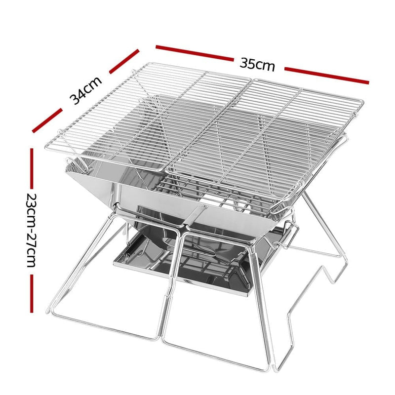 Grillz Camping Fire Pit BBQ 2-in-1 Grill Smoker Outdoor Portable Stainless Steel Payday Deals