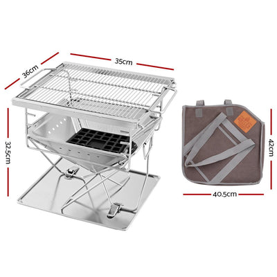 Grillz Camping Fire Pit BBQ Portable Folding Stainless Steel Stove Outdoor Pits Payday Deals