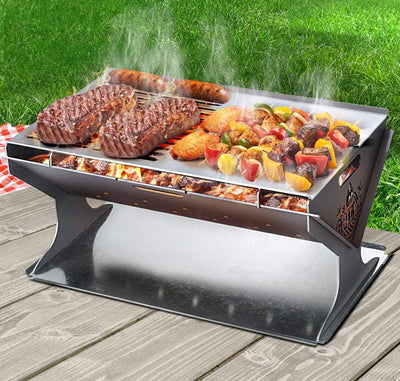 Grillz Fire Pit BBQ Outdoor Camping Portable Patio Heater Folding Packed Steel Payday Deals