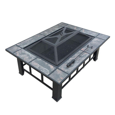 Grillz Outdoor Fire Pit BBQ Table Grill Fireplace with Ice Tray