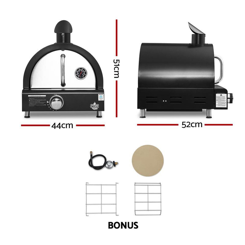 Grillz Portable Pizza Oven BBQ Camping LPG Gas Grill Cook Stove Stainless Stee Payday Deals