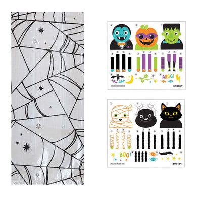Halloween Cello Loot Bag & Temporary Tattoos 18 Guest Party Pack