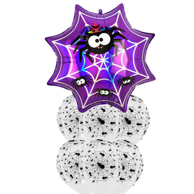 Halloween Iridescent Spiderweb & Spiders SuperShape Balloon Party Pack