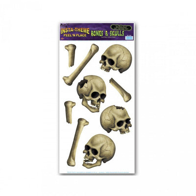 Halloween Skulls and Bones Stickers Peel and Place