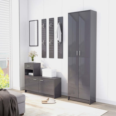 Hallway Unit High Gloss Grey 100x25x76.5 cm Chipboard Payday Deals