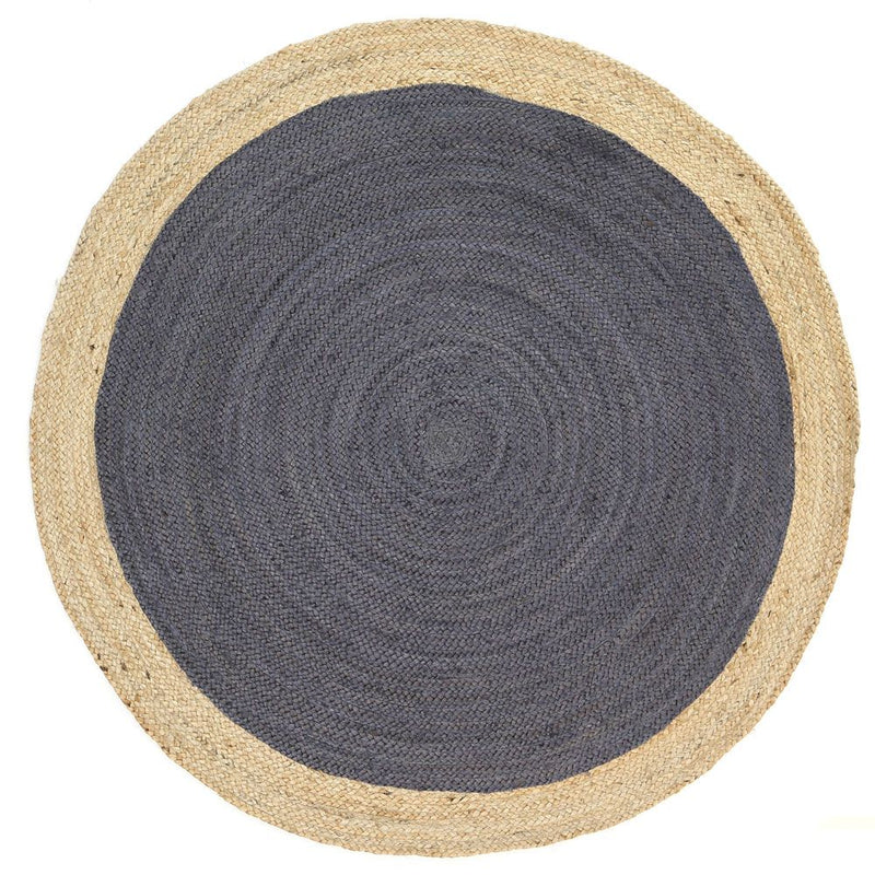 Hampton Grey Centre Jute Rug 200x200cm Round Payday Deals