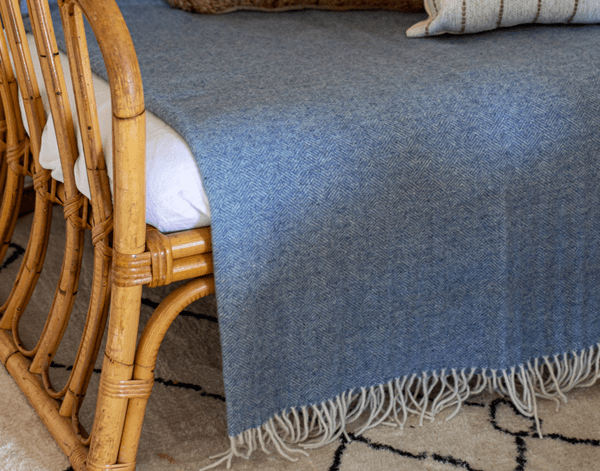 Hampton Throw - Merino Wool Blend - Blue Payday Deals