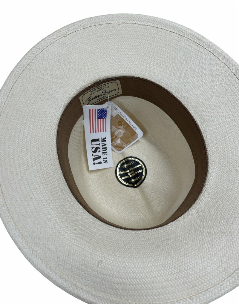 Hand Woven Grade 8 Panama Cooler Outback Hat Summer Breathable W/ Feather-Natural Payday Deals