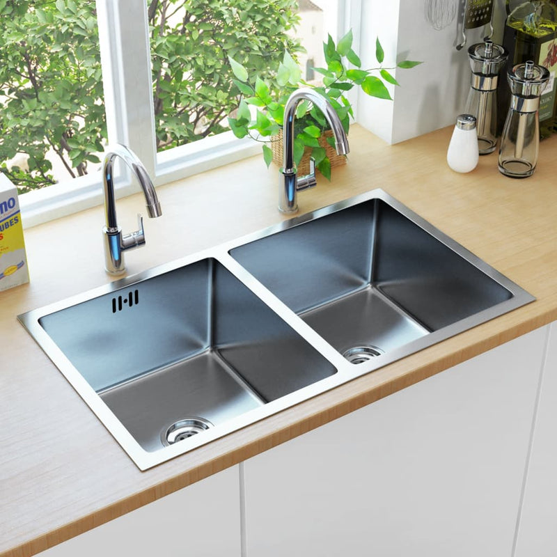 Handmade Kitchen Sink with Overflow Hole Stainless Steel Payday Deals
