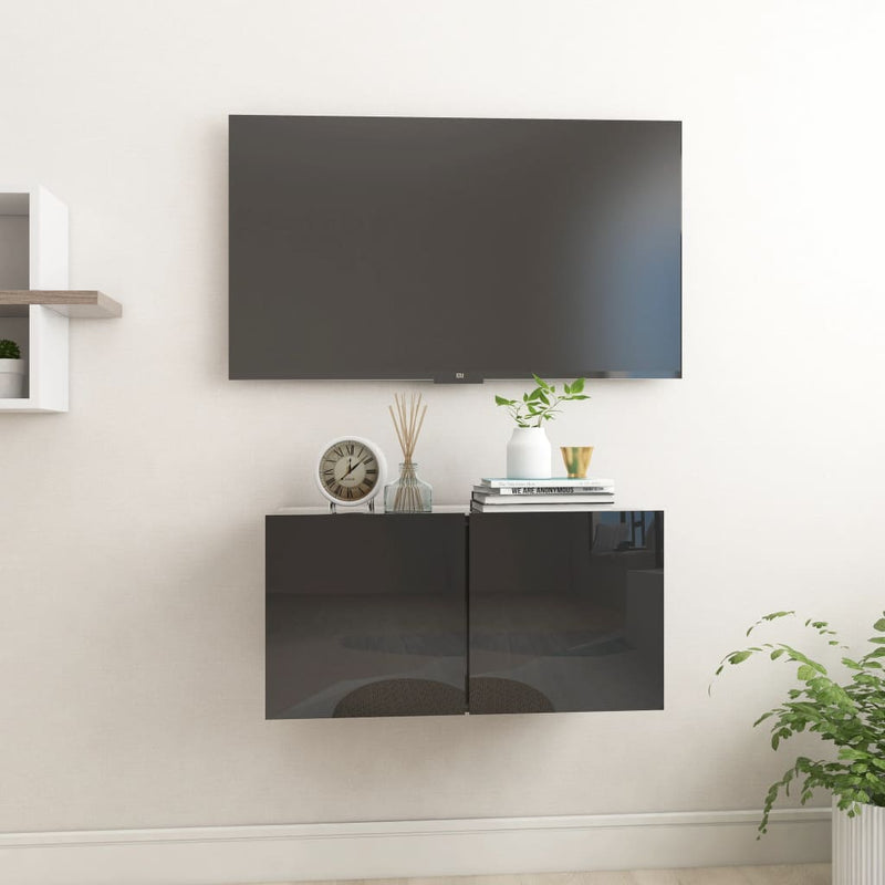 Hanging TV Cabinet High Gloss Black 60x30x30 cm Payday Deals