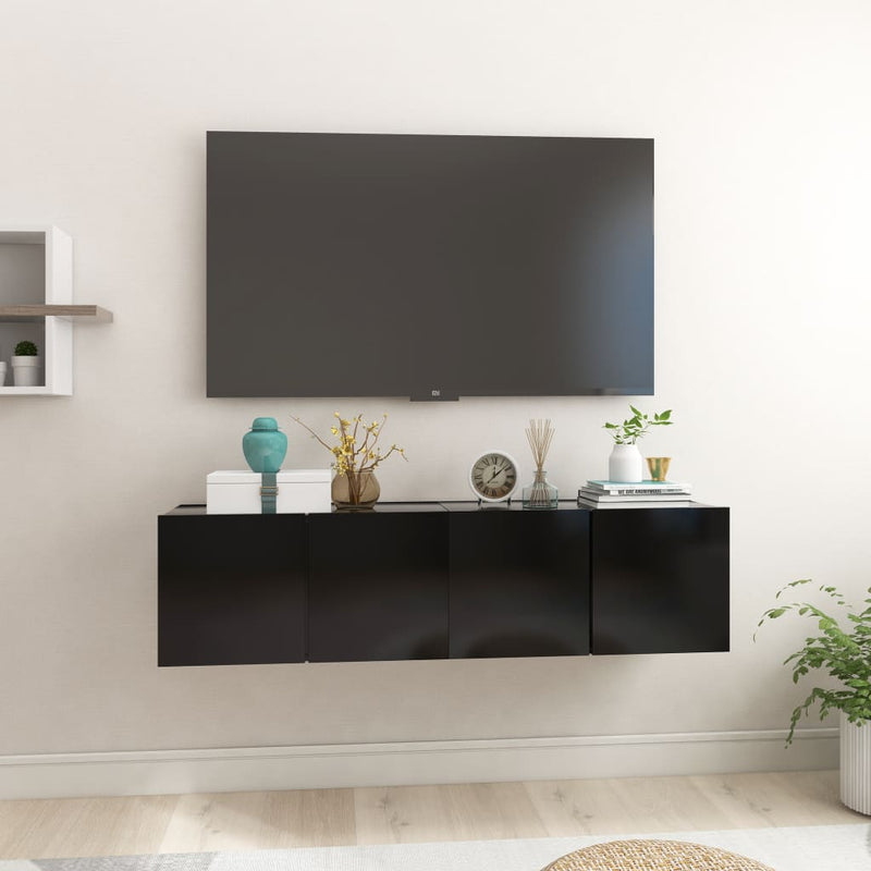 Hanging TV Cabinets 2 pcs Black 60x30x30 cm Payday Deals