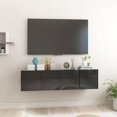 Hanging TV Cabinets 2 pcs High Gloss Black 60x30x30 cm