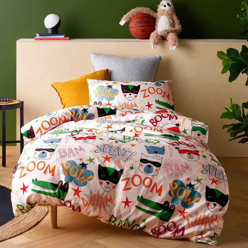 Happy Kids Superhero Quilt Cover Set Single Payday Deals